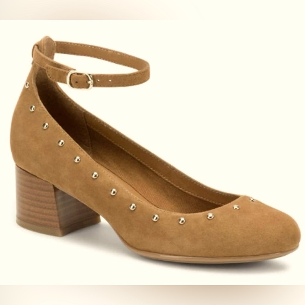EuroSoft By Sofft Womens Devi Brown Suede Leather Ankle Strap Block Heel Size 7
